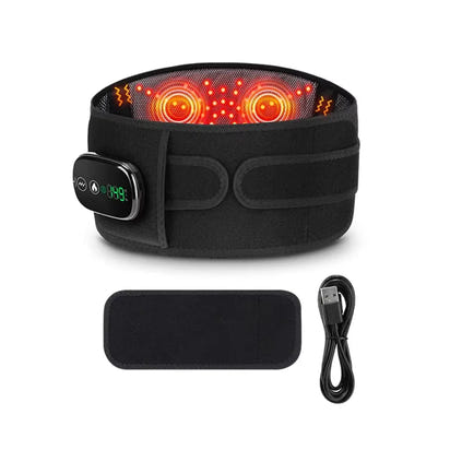 Heated Massage Belt Vibration Waist Massager with Red Light Extend Belt 3 Levels Heating for Relaxation And Comfort