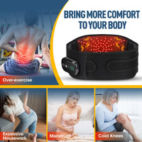 Heated Massage Belt Vibration Waist Massager with Red Light Extend Belt 3 Levels Heating for Relaxation And Comfort