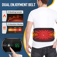 Heated Massage Belt Vibration Waist Massager with Red Light Extend Belt 3 Levels Heating for Relaxation And Comfort