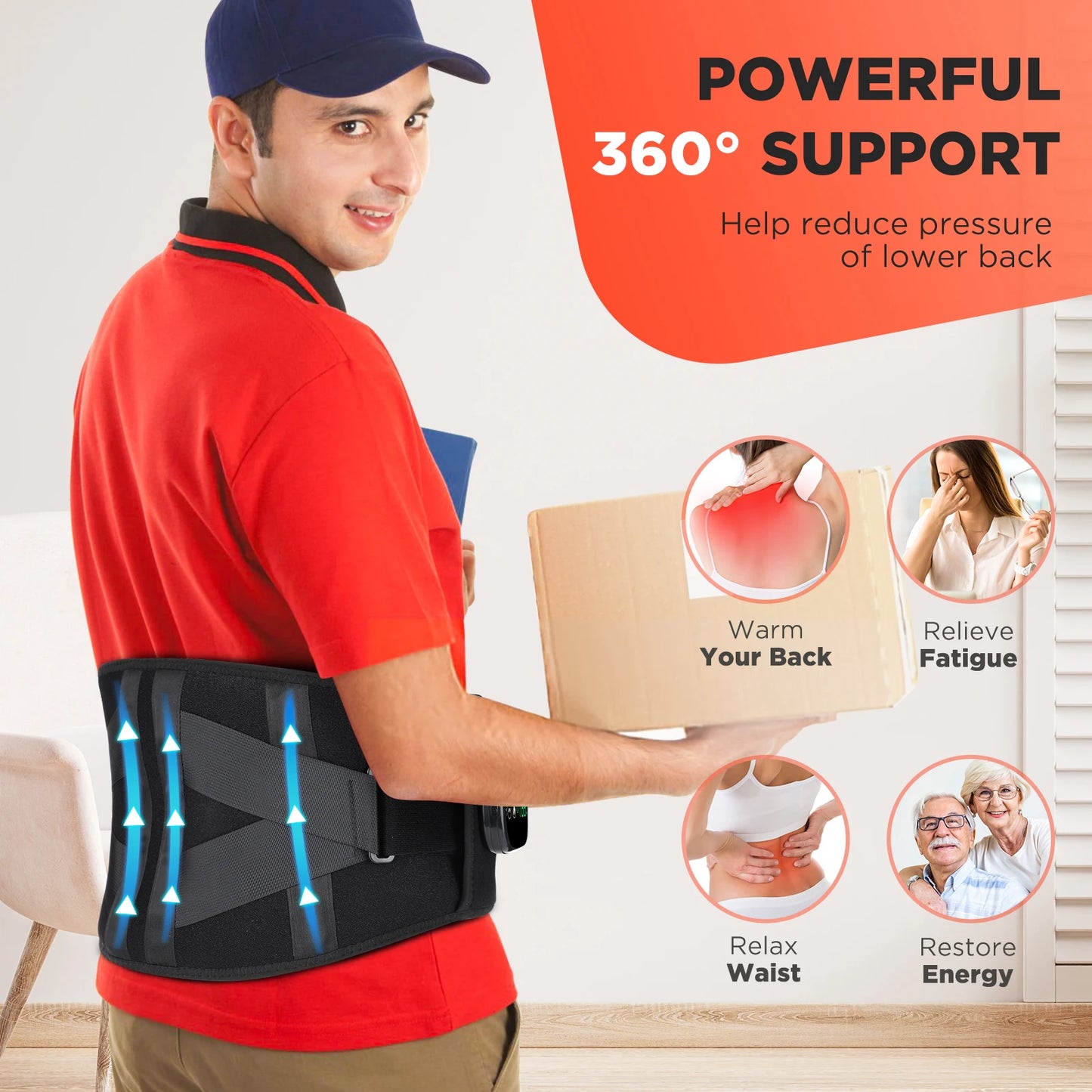 New Upgrade Electric Heating Waist Massager Support Belt Vibration Hot Compress Brace Belt Back Relax 3 Gears Adjustment